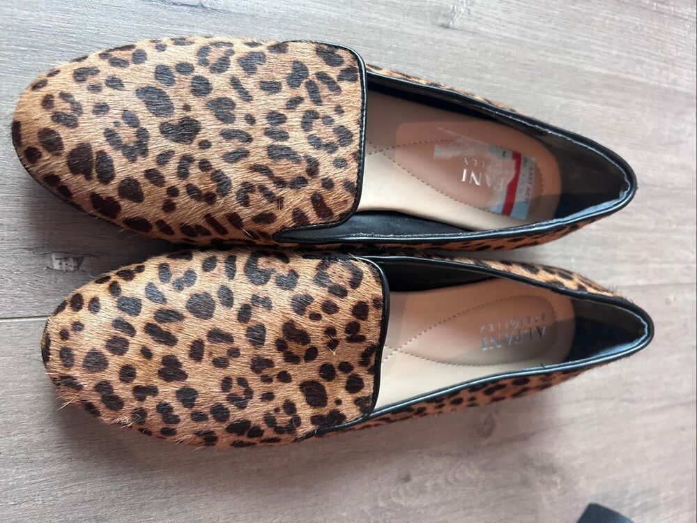 Alfani Oceanaa Step N Flex Leopard Cheetah Print Calf Hair Loafers Flats size 6